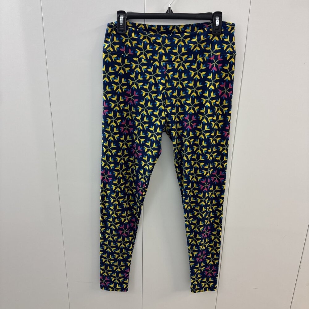 Lularoe Tall & Curvy leggings Blue Yellow Pink patterned womens floral EUC